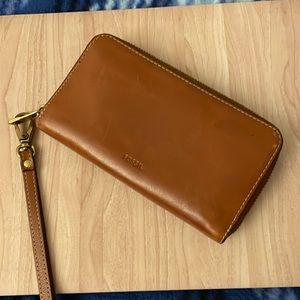 Fossil brown zip around wallet